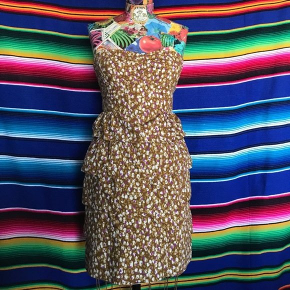 J Crew Tiered Ruffle Strapless Dress Peplum Floral - Picture 1 of 7